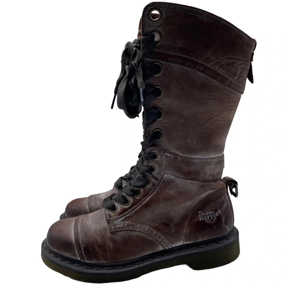 Dr. Martens Triumph Brown Leather Lace Up Combat Boot Size 8